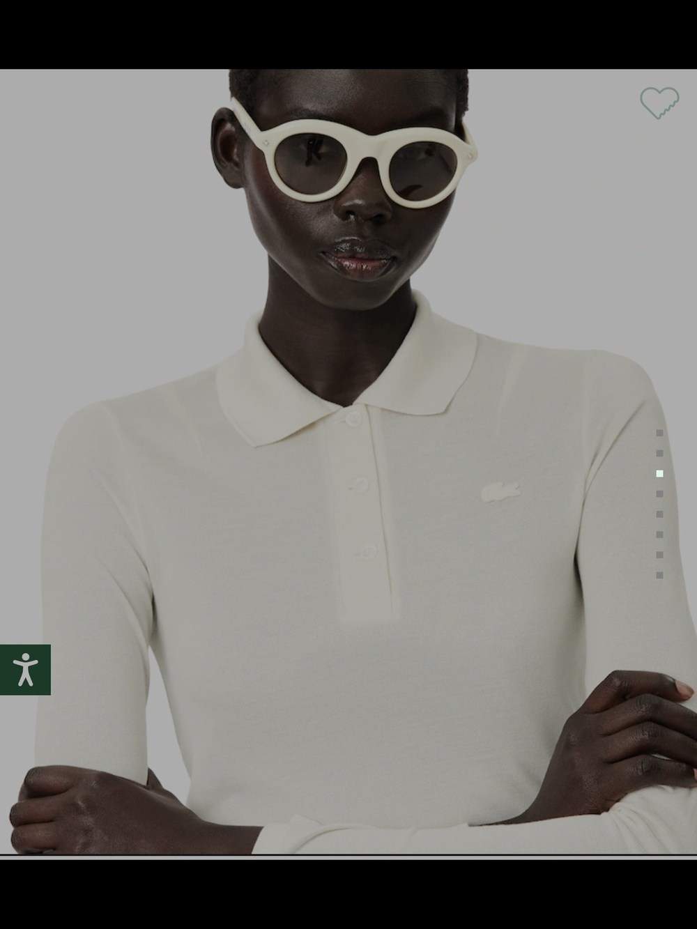 Lacoste Cream Long Sleeve Polo Top